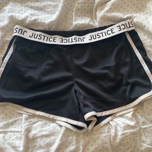 black and white justice athletic shorts